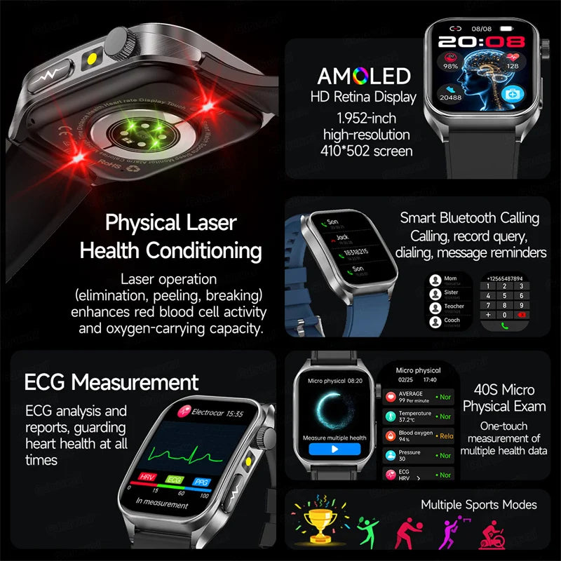 Reloj Inteligente Salud Dual Láser ECG