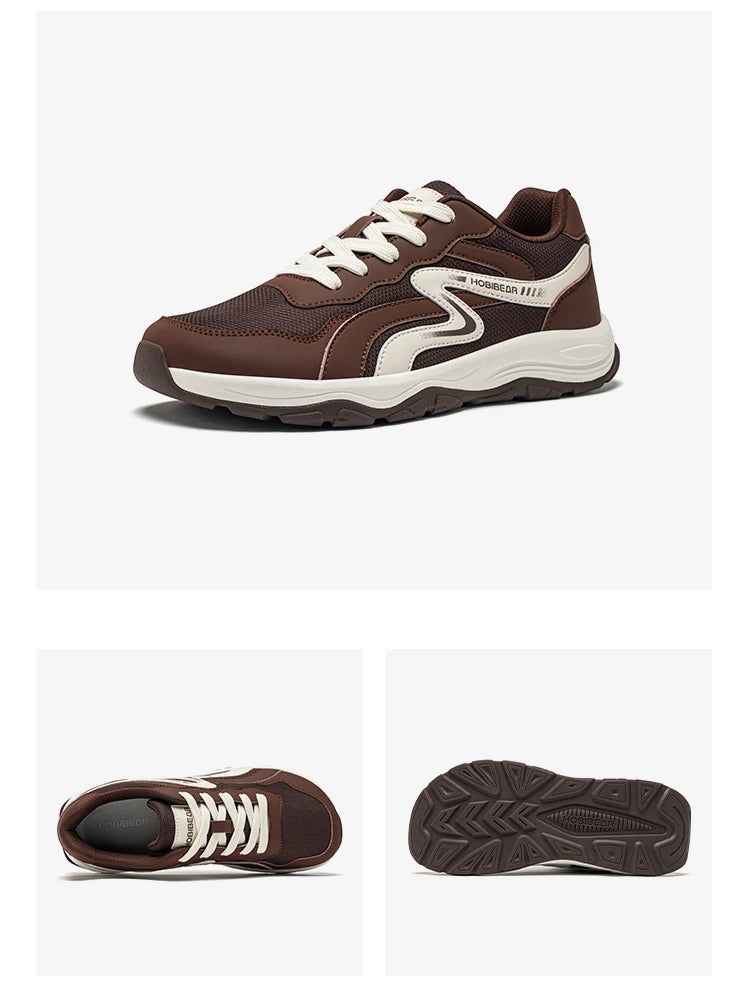HOBIBEAR Zapatillas de correr unisex con punta ancha, zapatillas de senderismo con cordones, zapatillas de viaje al aire libre, zapatillas de malla de cuero artificial para caminar