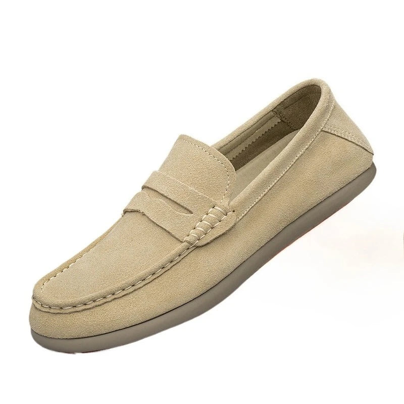 Mocasines de gamuza para hombre sin cordones, cómodos para uso diario