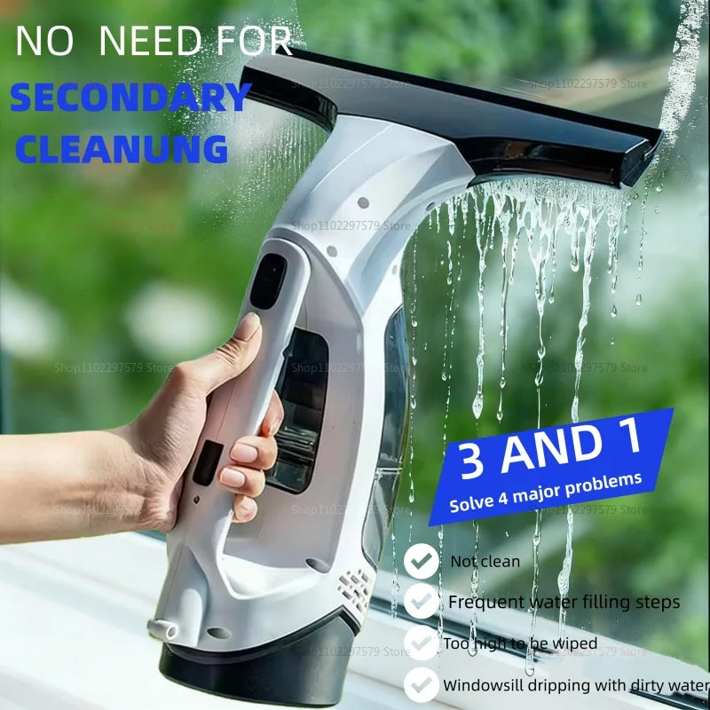 Limpiador de Vidrios Tres en Uno, Kit de Herramientas para Limpiar Ventanas, Raspador para Limpiar Paredes de Cocina y Escritorios, Máquina Limpiadora de Ventanas con Fuerte Succión