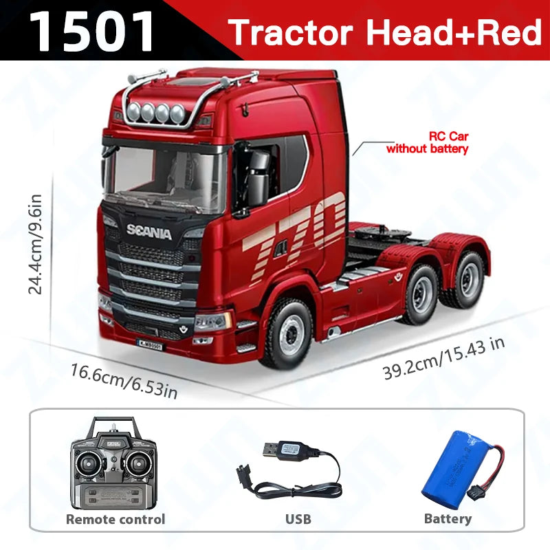 HUINA 1501 2,4G RC camión con luz 1:18 4WD escala completa 19CH Control remoto coche aleación camión pesado remolque modelo juguete para regalo de chico