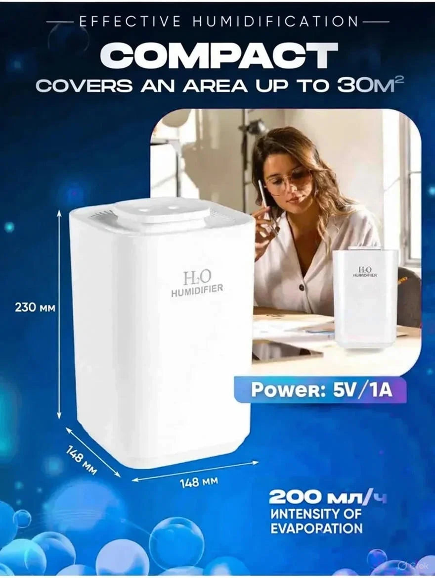 Humidificador con luz nocturna, 3.3L de gran capacidad, filtro dual, máquina de aromaterapia, USB, apagado silencioso programado, para dormitorio y coche