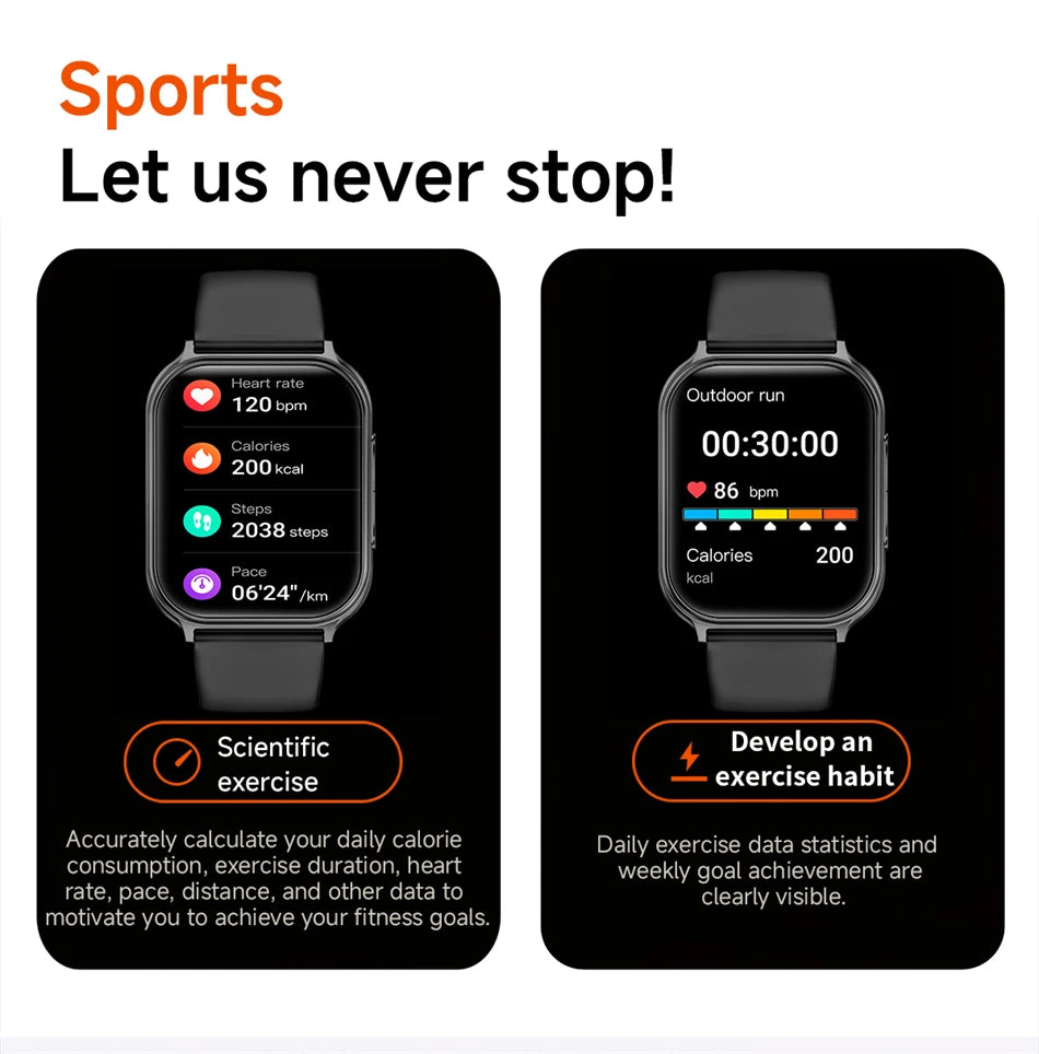 Reloj Inteligente Deportivo IP68 con Monitor de Ritmo Cardíaco 24H y Llamadas