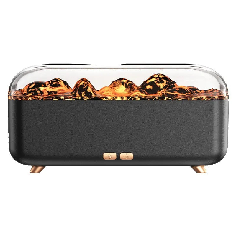 Difusor de Aroma de Aceite Esencial con Diseño de Lava Volcánica de 300 ml, Pequeño Difusor de Fragancia para el Hogar con USB, Humidificador con Efecto de Llama