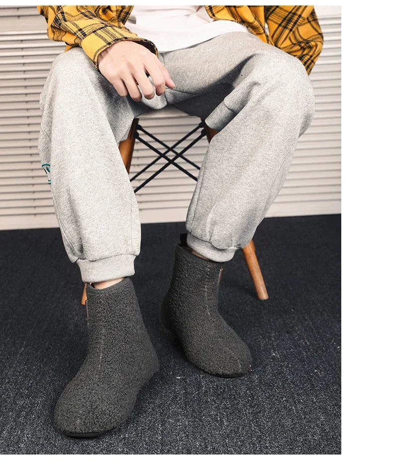 YRZL, zapatos de algodón de invierno, botines para hombre, zapatillas ligeras sin cordones cálidas, mocasines de algodón de felpa para interiores, zapatos cálidos de invierno para hombre