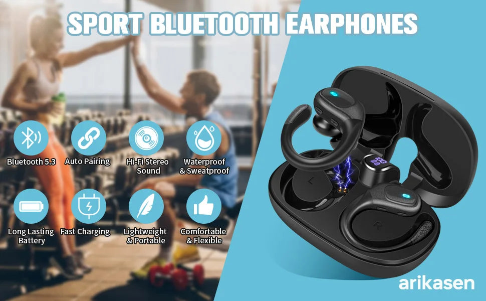 Auriculares TWS LED Resistentes al Agua Deportivos