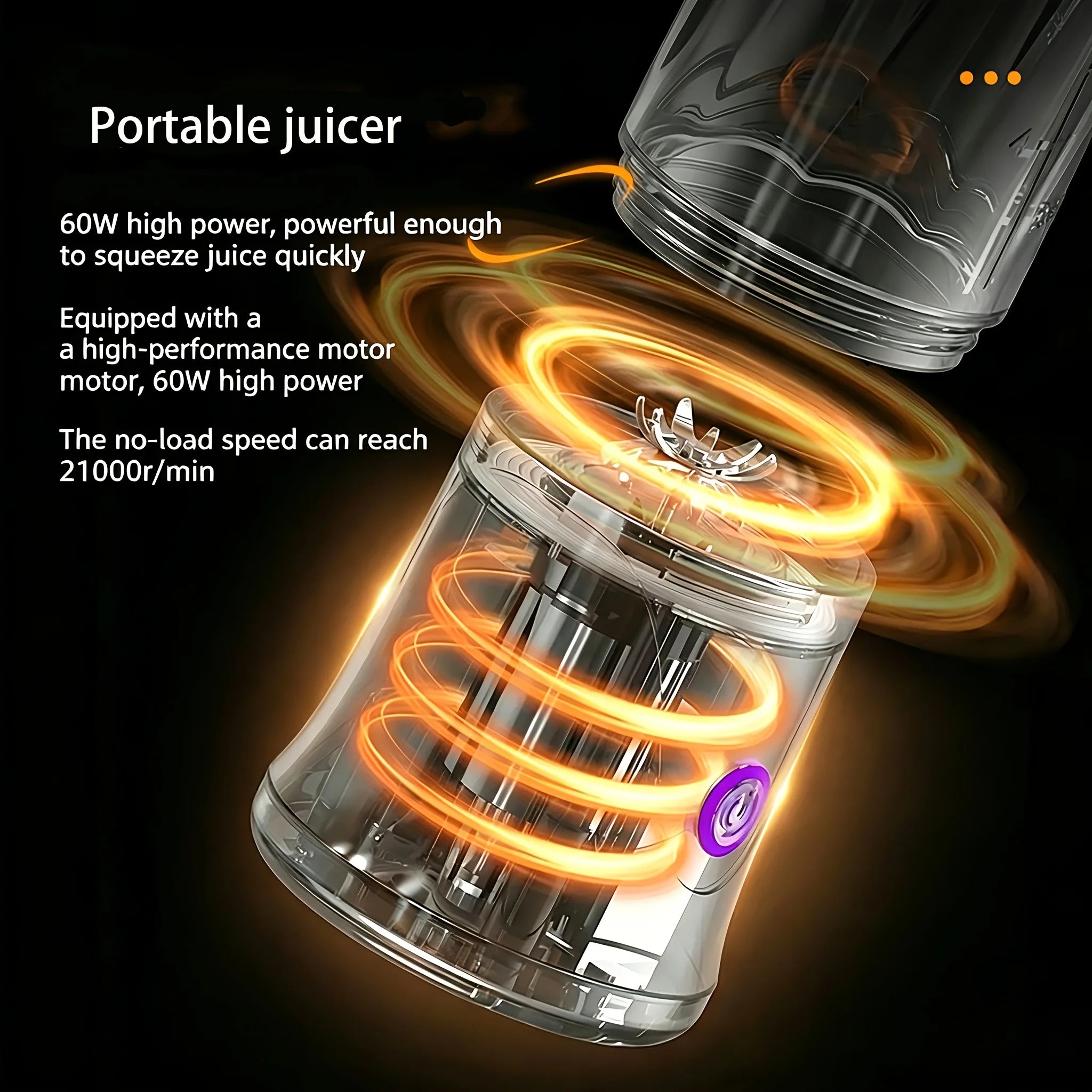 Exprimidor Eléctrico Portátil con Motor de 60W y Cuchillas de Acero