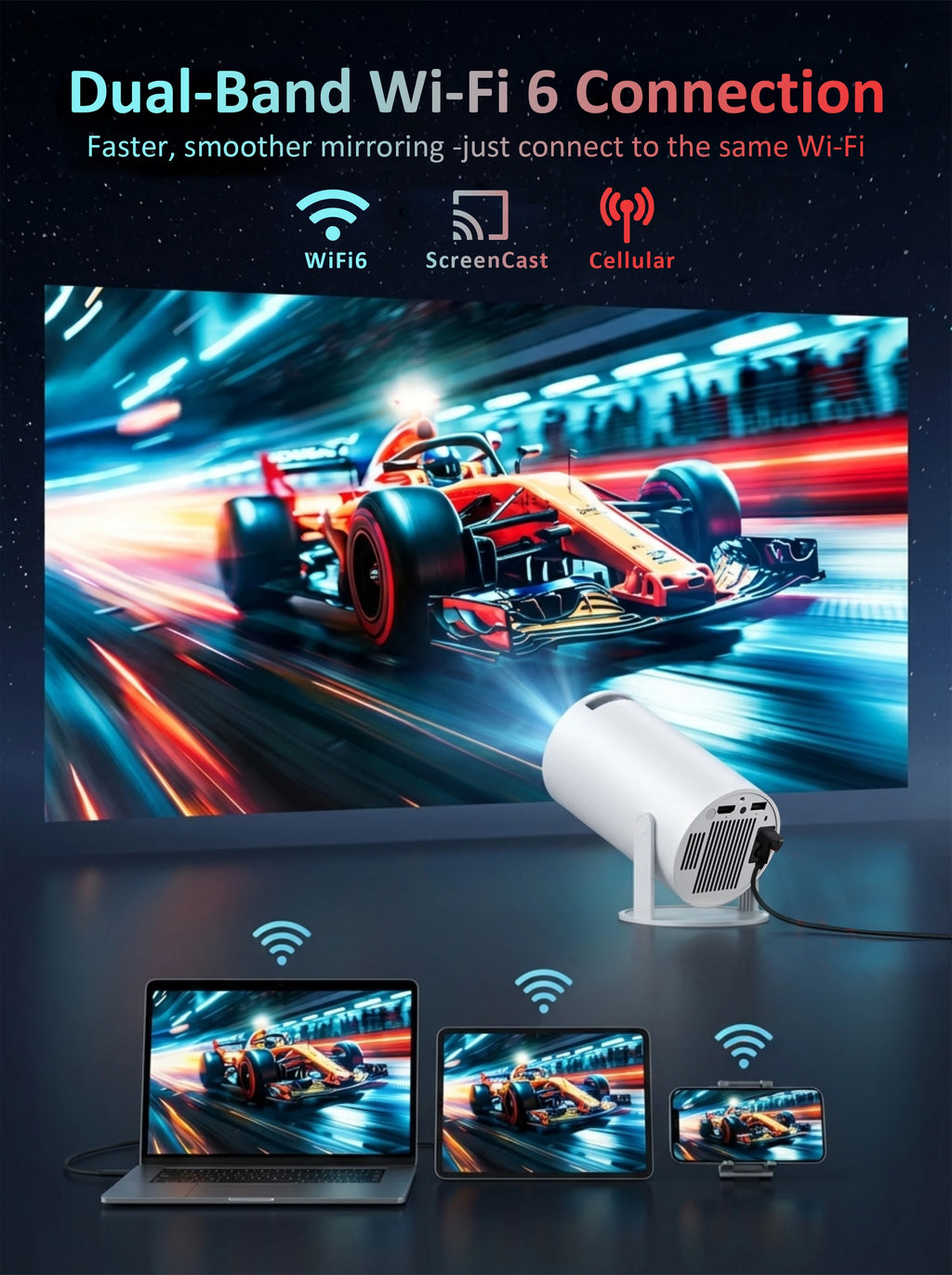 Nuevo Proyector HY300Ultra 2026, 720P, 290ANSI, Mini Proyector LED, Google Play, Corrección Trapezoidal Automática, WiFi6, BT5.4, Cine en Casa