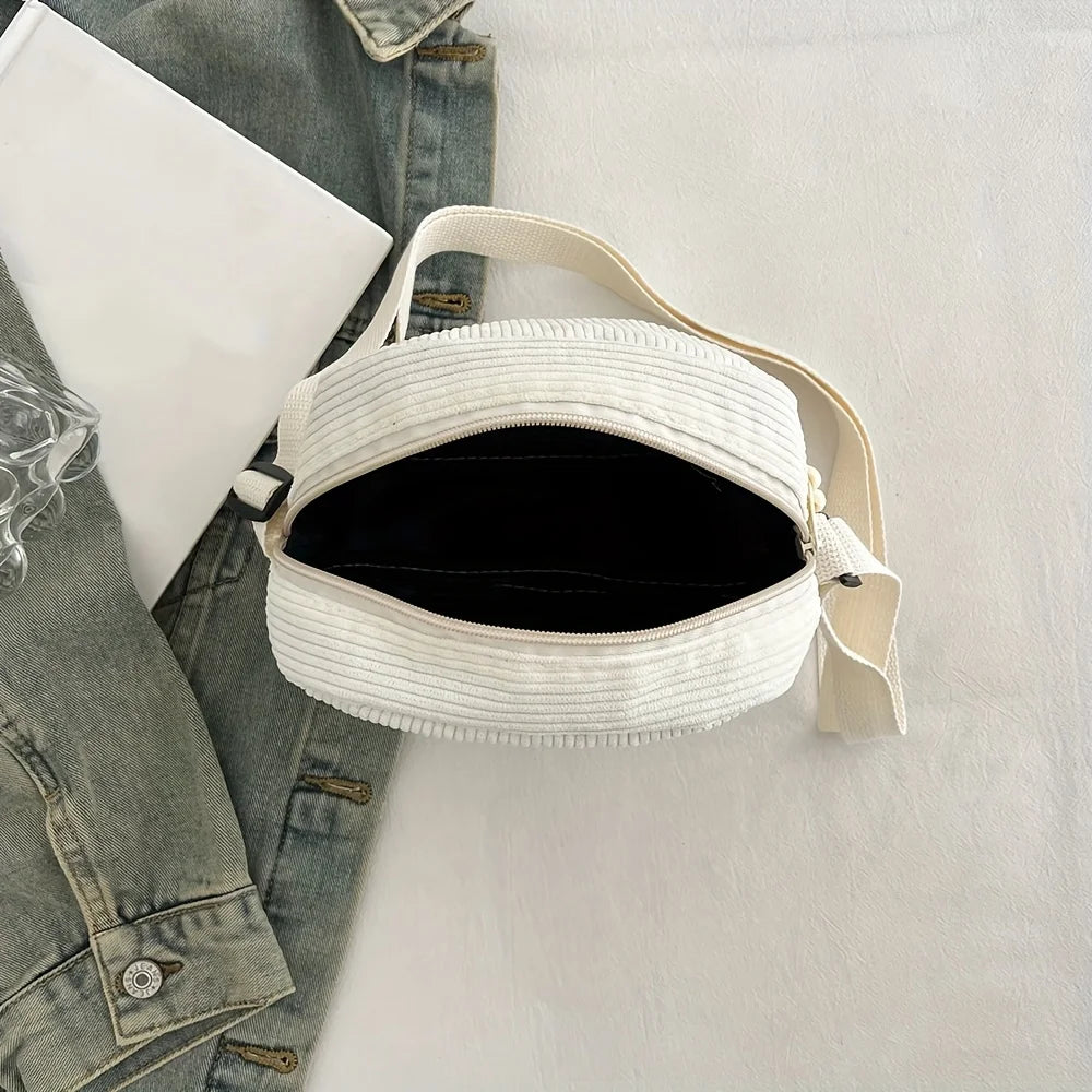 Bolso de hombro de pana Harajuku Vintage y versátil, bolso de teléfono de pana informal japonés, bolso para llaves de desplazamiento