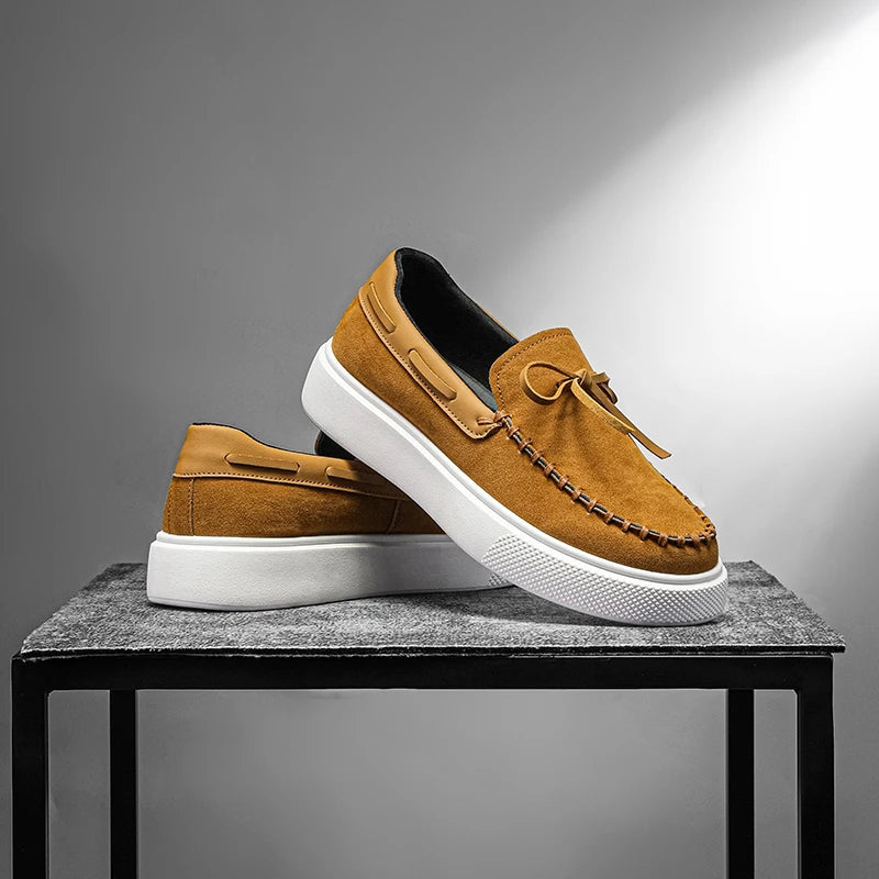 Mocasines casuales de estilo británico para hombre, cuero transpirable, antideslizantes