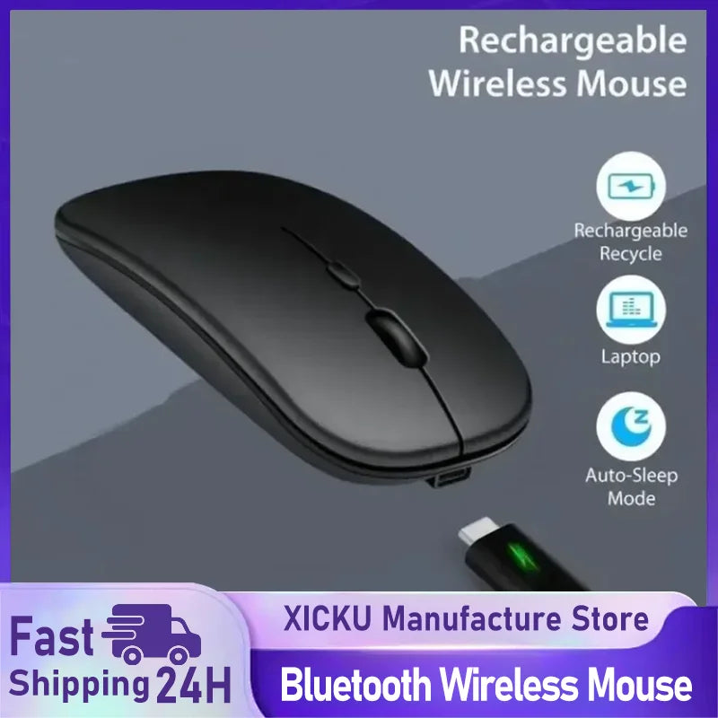 Nuevo ratón inalámbrico Bluetooth, ratón óptico recargable USB para ordenador, portátil, PC, Macbook, ratón para juegos, Gamer, 2,4 GHz, 1600DPI