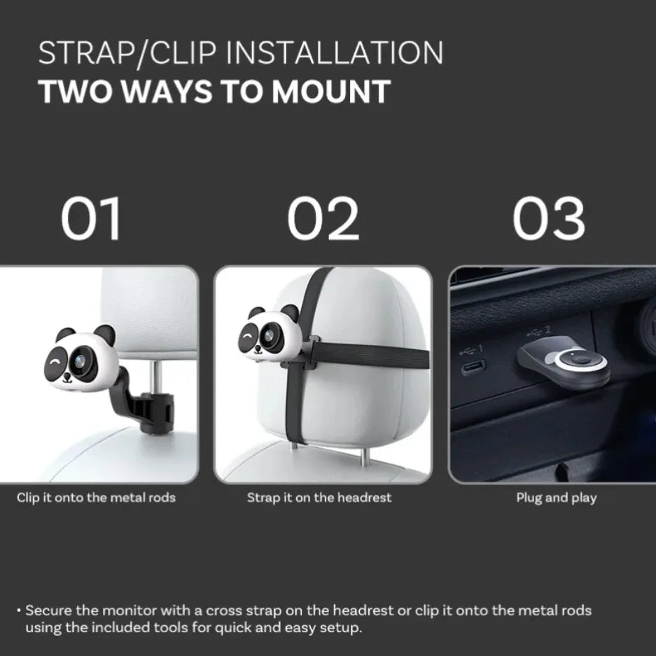Adaptador Inalámbrico CarPlay Cabin Care, Cámara para Auto HD 1080P para Bebés, 150 °   Monitor de visión nocturna gran angular con pantalla dividida para el asiento trasero