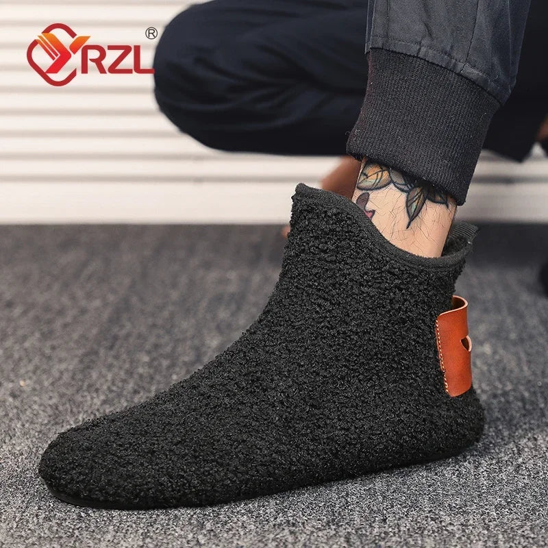 YRZL, zapatos de algodón de invierno para hombre, zapatillas ligeras sin cordones de alta calidad, mocasines de algodón de felpa para interiores, zapatos cálidos de invierno para hombre
