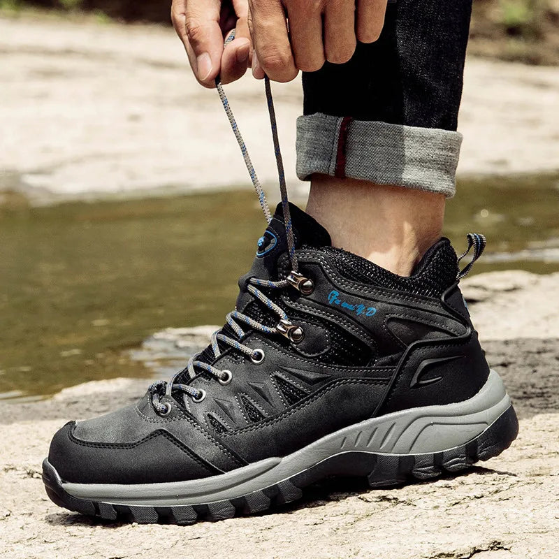 Botas de trekking para hombre de caña alta con suela de goma y amortiguación de impactos