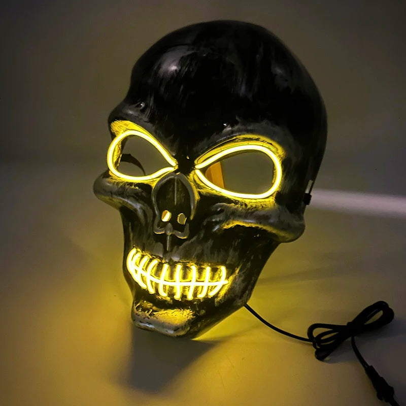 Máscara de calavera malvada, mascarada de Carnaval de Halloween, Casa Encantada, decoración aterradora, esqueleto de Cosplay, Fiesta Temática aterradora, máscara iluminada