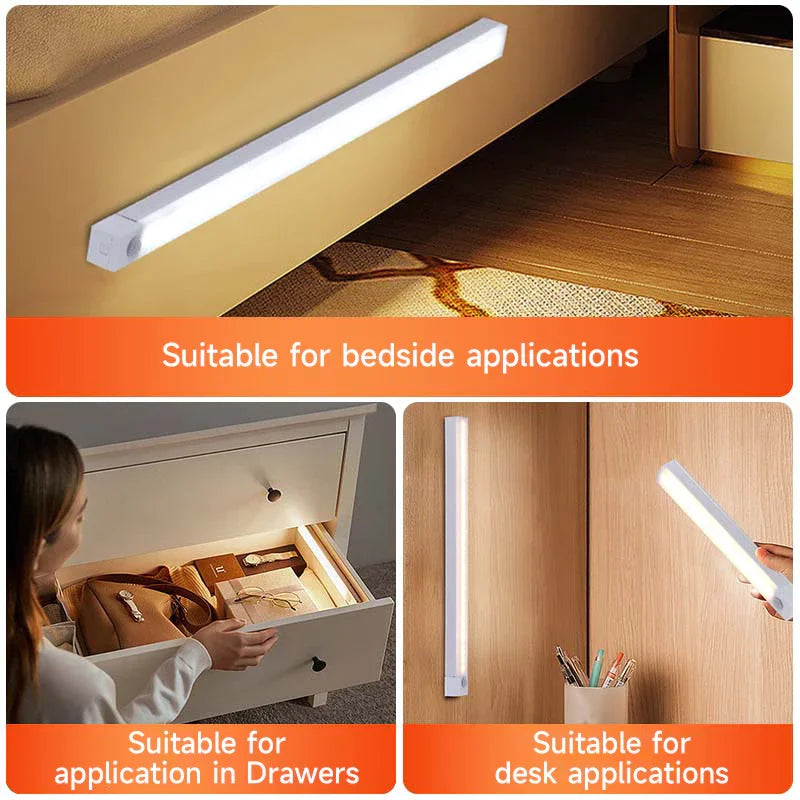 Luz de gabinete con sensor de movimiento LED recargable inalámbrica de 6 piezas - Ideal para armario, cocina, armario, escaleras - Noche con pilas