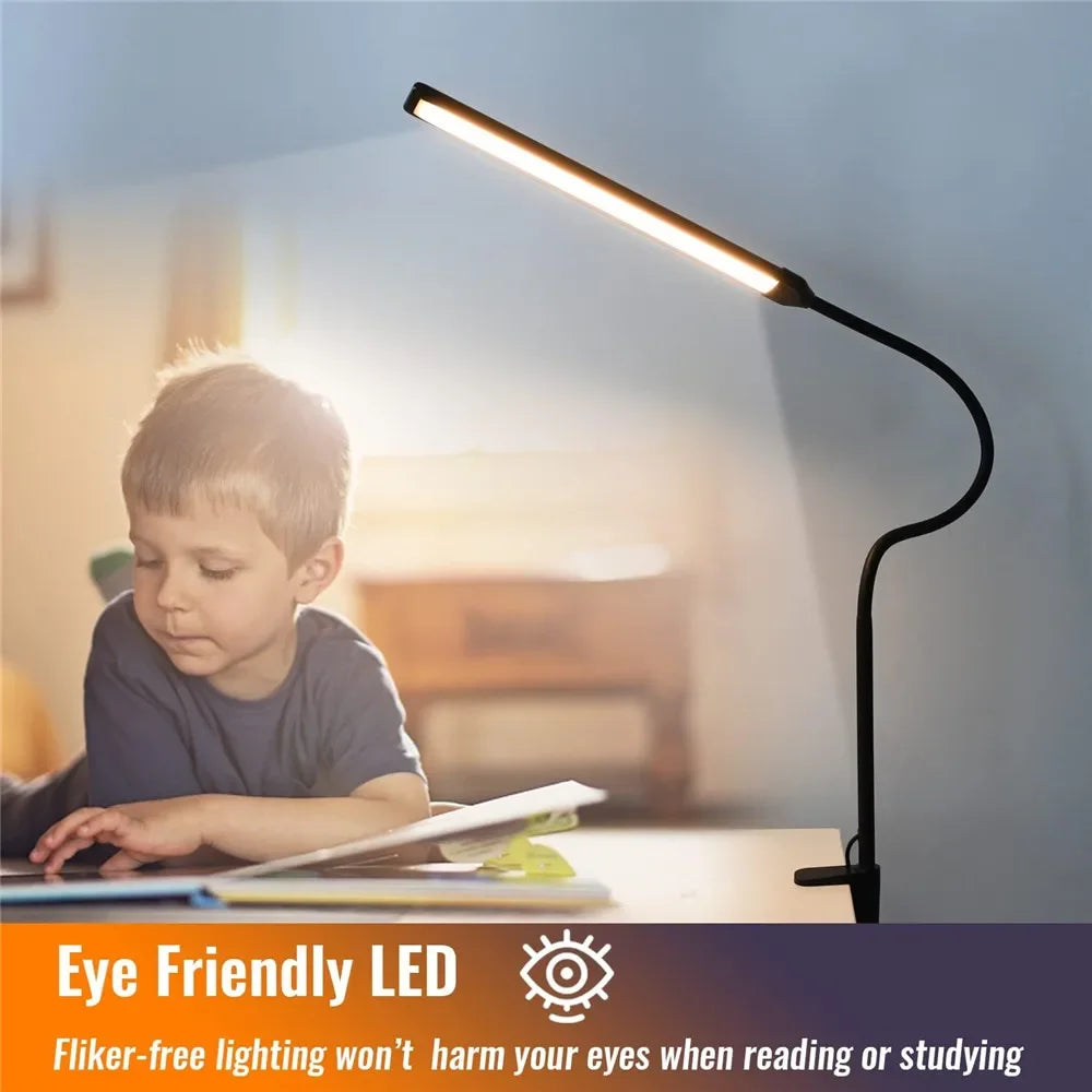Lámpara de escritorio con Clip LED de doble cabezal, lámpara de mesa de arquitecto para iluminación de oficina en casa, 3 modos de Color y 10 lámparas de escritorio regulables con protección ocular