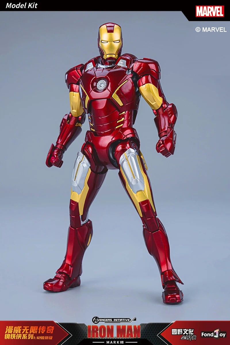 Figura de Anime de Iron Man MK5 de Marvel, Kit de Modelo a Escala 1/12, Serie Infinity Saga, Ironman Mark 5, Ensamblaje ABS, Articulaciones Móviles, Regalos y Juguetes
