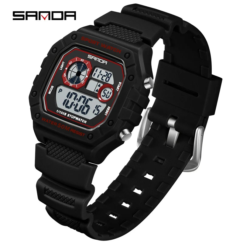 Reloj Digital SANDA 2202 para Hombre, LED Deportivo Impermeable 5 Bar