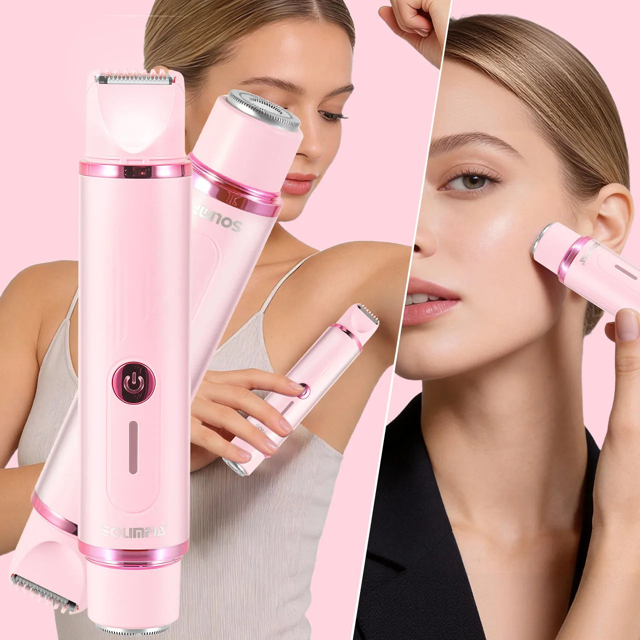 Recortadora de vello para mujer, afeitadora eléctrica de doble cabezal, diseño 2 en 1, depiladora femenina para axilas, brazos, piernas, bikini, ingle, depiladora.