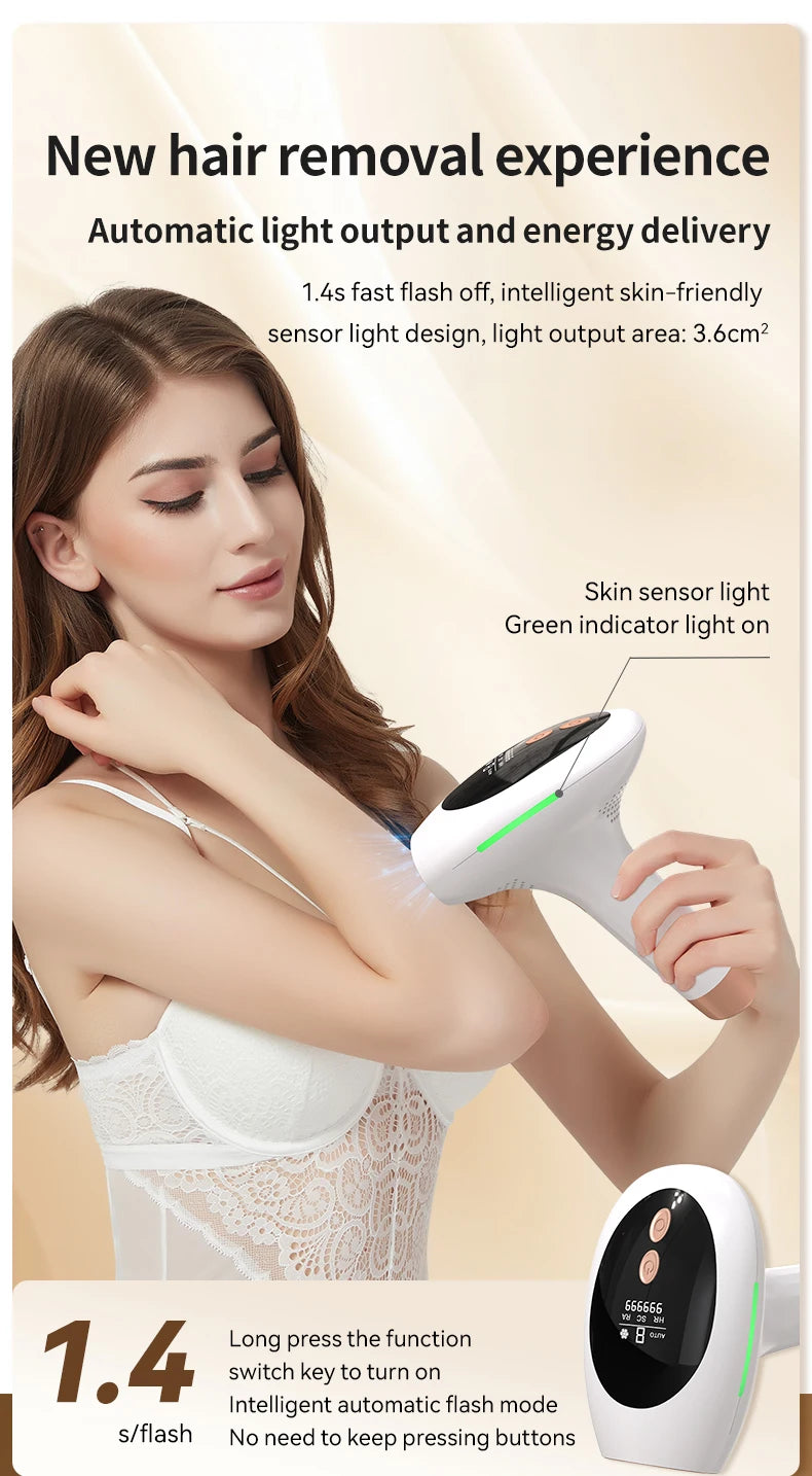 Dispositivo de Depilación IPL 3 en 1 con Enfriamiento por Hielo, 999900 Flashes, Depiladora Láser para Mujeres y Hombres, Uso Doméstico