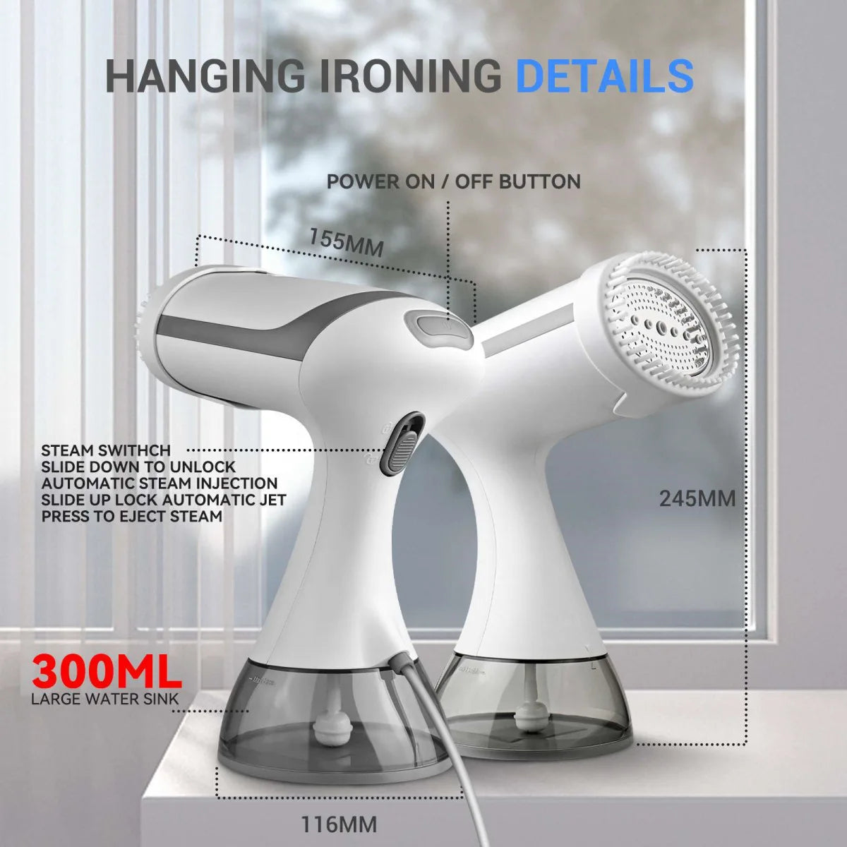 Máquina de planchar colgante portátil de 1500W, máquina de planchar manual, plancha de vapor para el hogar, plancha de vapor húmeda para ropa