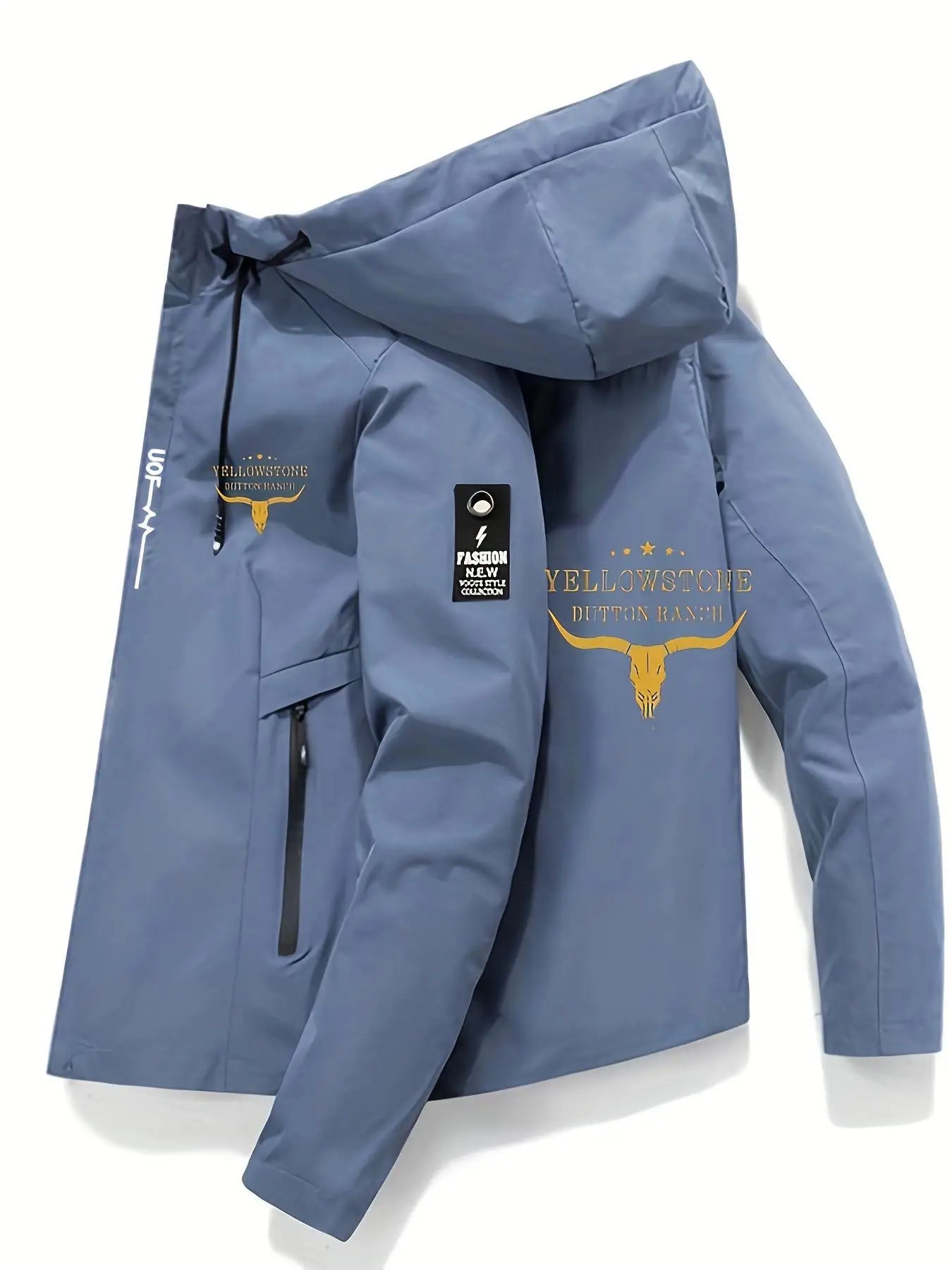 Chaqueta Estampada con Capucha para Hombre | Cierre Cremallera