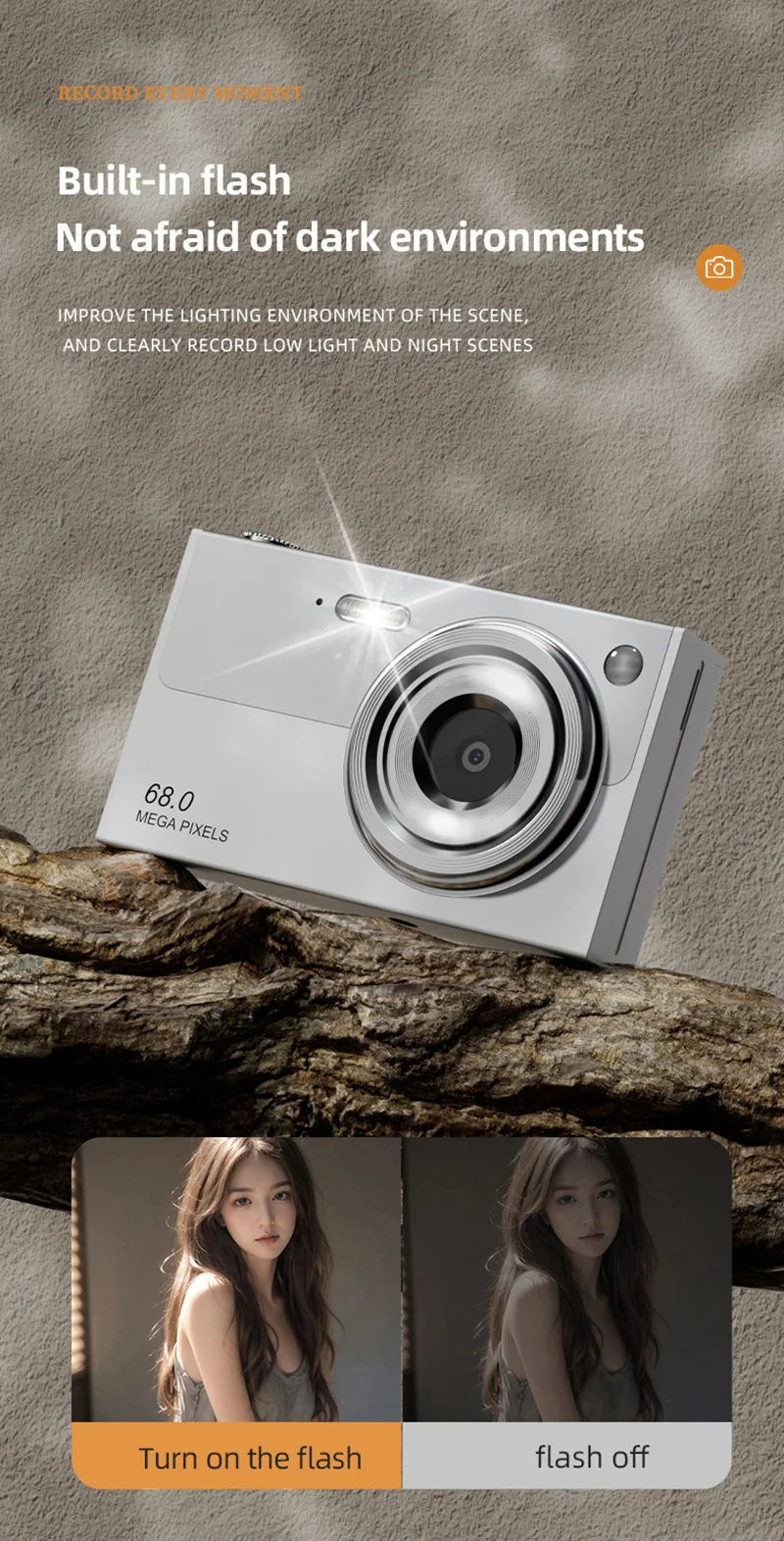 Cámara Digital Lenovo 68MP 4K WiFi Doble Lente para Selfies