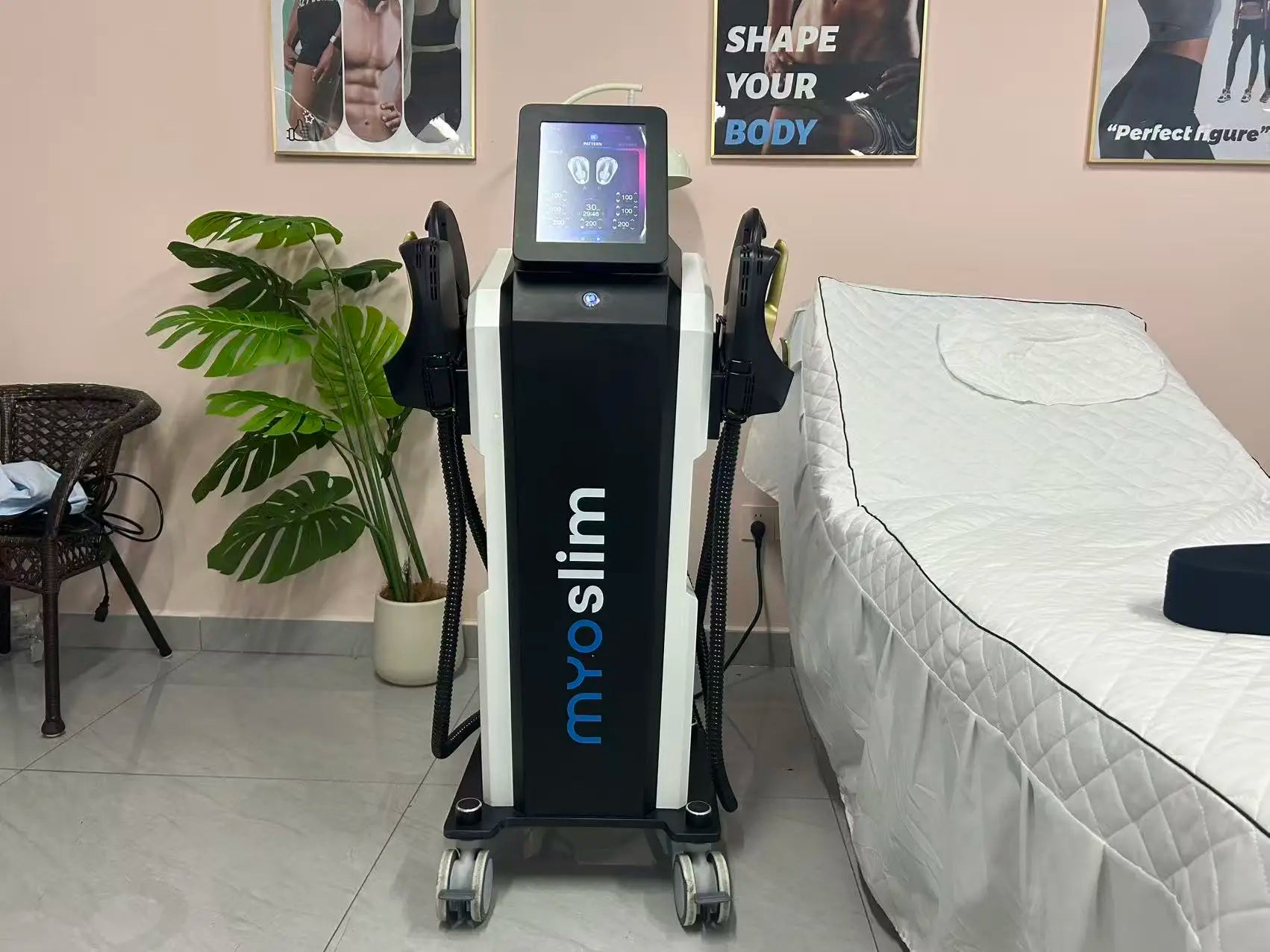Myoslim 15 Tes 6500W NEO Slimming Nova, Quemador de Grasa, Estimulación Muscular EMS, Estimulación Electromagnética Corporal, Pantalla Plegable Profesional