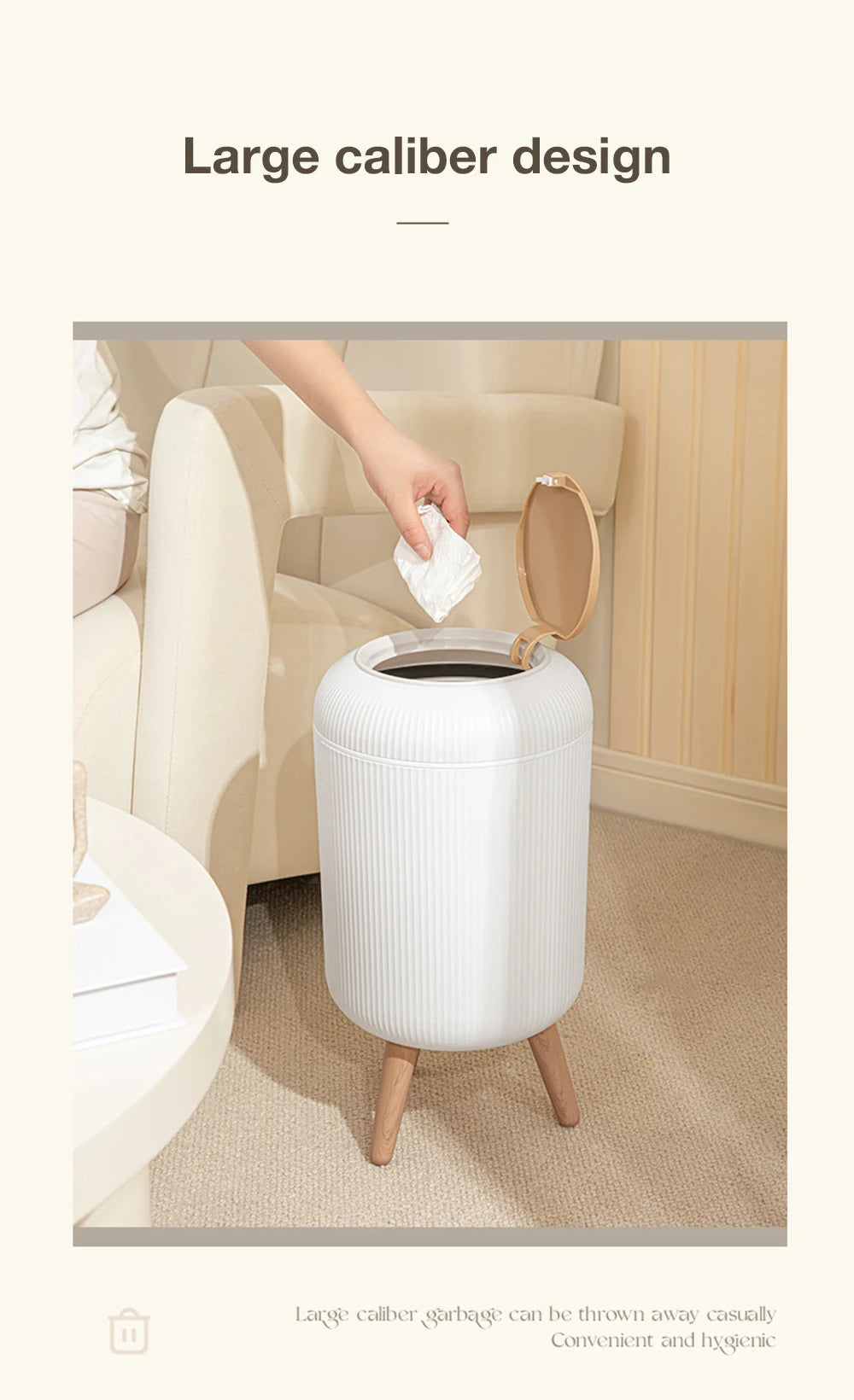 Cubo de basura de 7 a 8 litros tipo prensa con base alta para baño y cocina