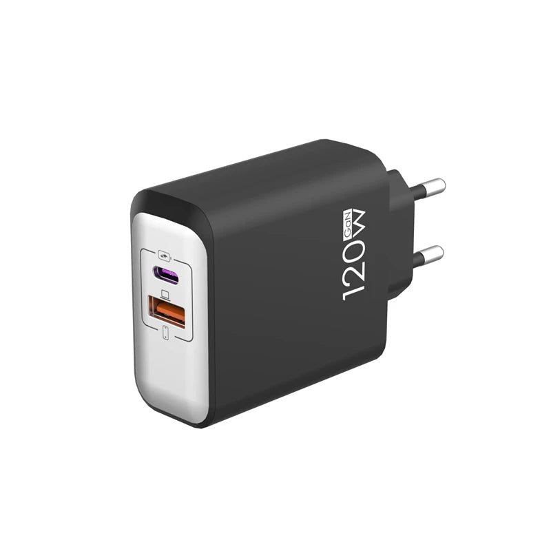 Cargador GaN 120W A+C EU/US/UK con Carga Rápida para Móviles