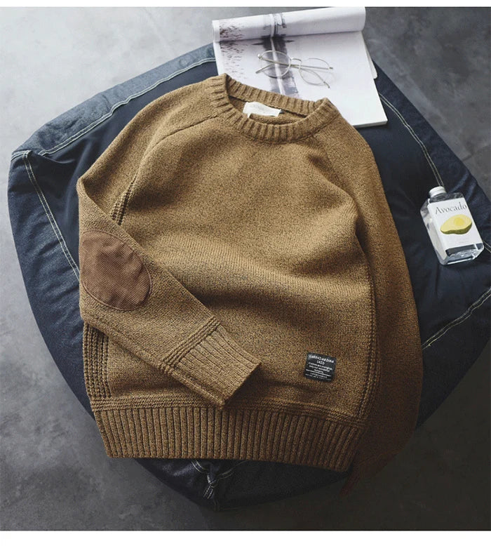Suéter Hombre Cuello Redondo Tejido Grueso Oversize Estilo Harajuku