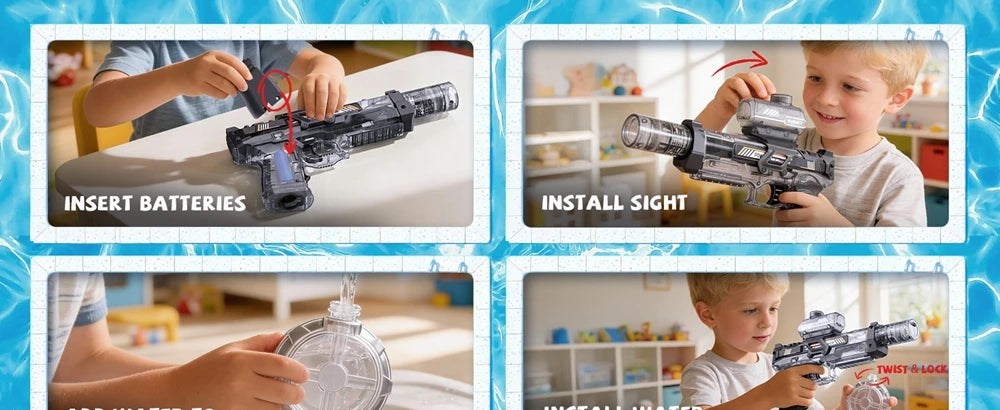 Pistola de Agua Eléctrica con LED para Fiestas y Piscina