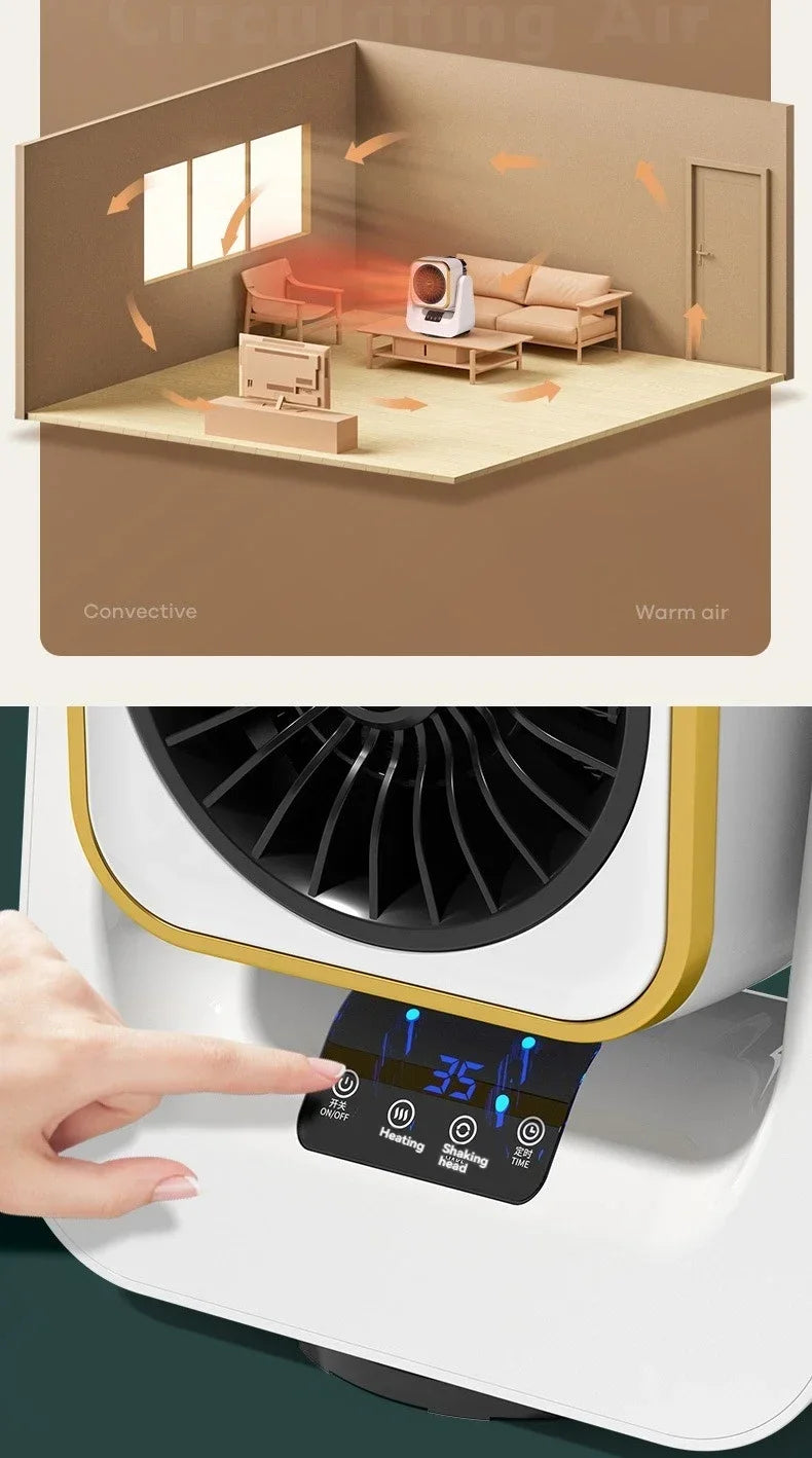 Mini calentador eléctrico para el hogar y dormitorio, pequeño y portátil, con protección contra vuelcos y sobrecalentamiento.