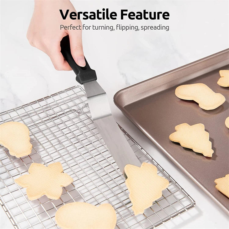 LMETJMA-espátula compensada para pasteles, espátula para glaseado de acero inoxidable con mango de plástico PP, espátula para glaseado para decoración de pasteles JT141