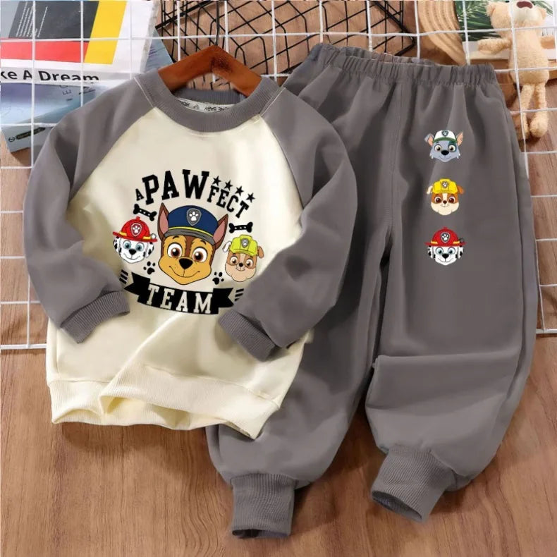 Conjuntos de 2 piezas de sudaderas con estampado de PAW Patrol para niños, sudaderas con capucha y pantalones con cuello redondo, conjunto de 2 piezas, ropa deportiva para niños, traje para primavera y otoño