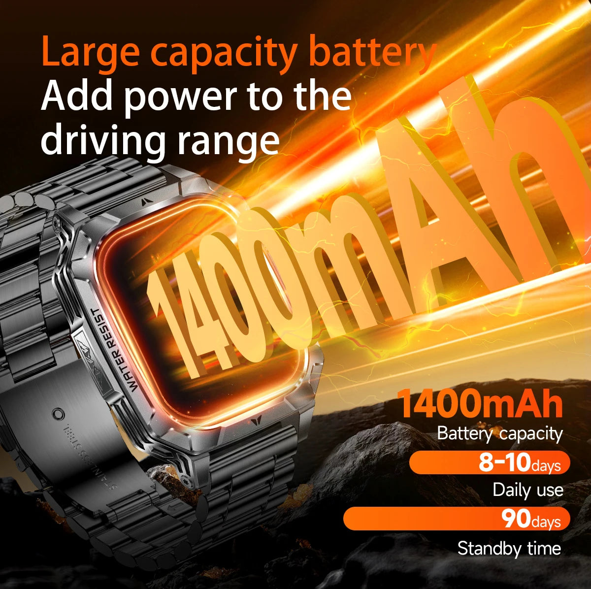LIGE Reloj Inteligente Militar 1400mAh IP68