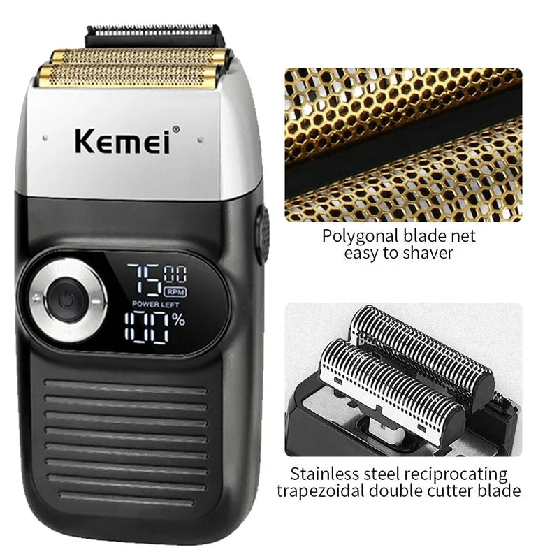 Kemei Afeitadora Eléctrica Doble Hoja para Barba