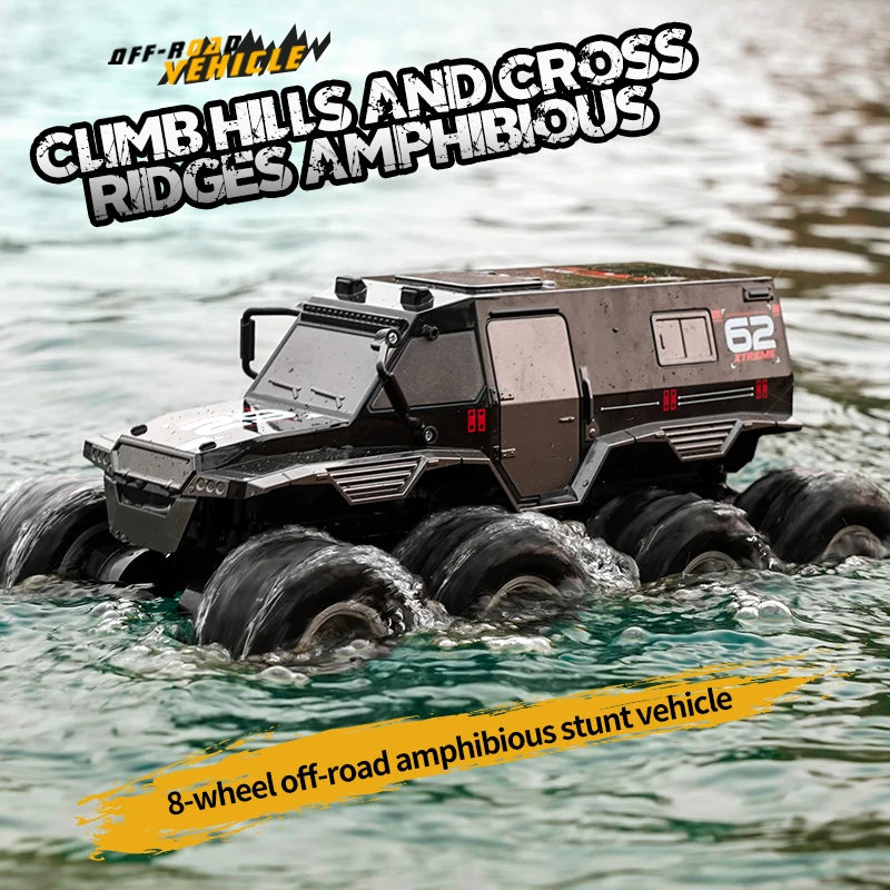    JJRC Q137 8x8 2,4G coche de Control remoto 8wd vehículo acrobático anfibio todoterreno camión de carreras de velocidad de 8 ruedas juguete sobre orugas impermeable