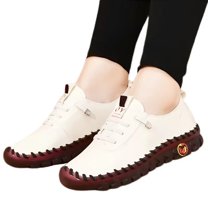 Zapatillas Mocasín de Cuero para Mujer con Cordones