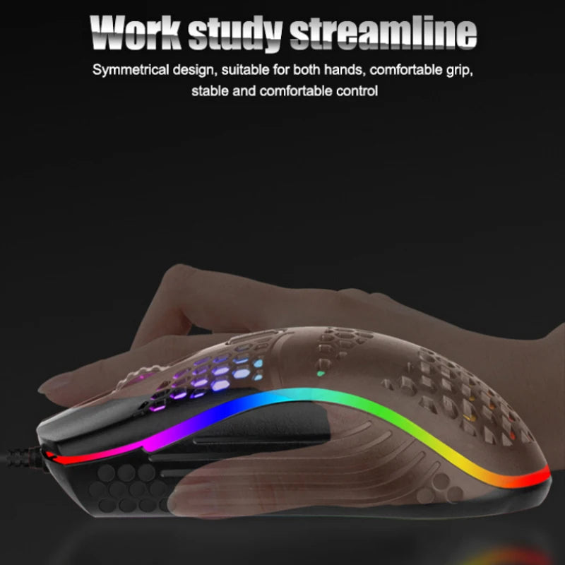 Ratón óptico con luz LED para juegos, Mouse ahuecado para ordenador portátil, escritorio, 4D, uso doméstico y oficina, 7 luces LED de respiración