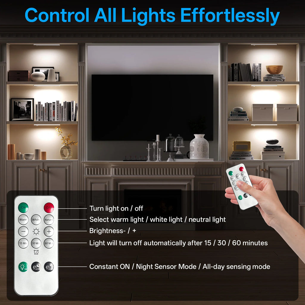 Luz LED con Sensor y Control Remoto para Gabinete