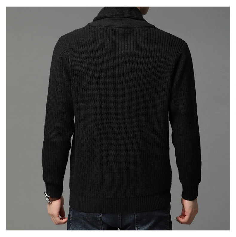 Suéter grueso de lana de gama alta para hombre, Chaqueta de punto de Cable, abrigos casuales, marca de moda coreana, otoño, invierno, 2021
