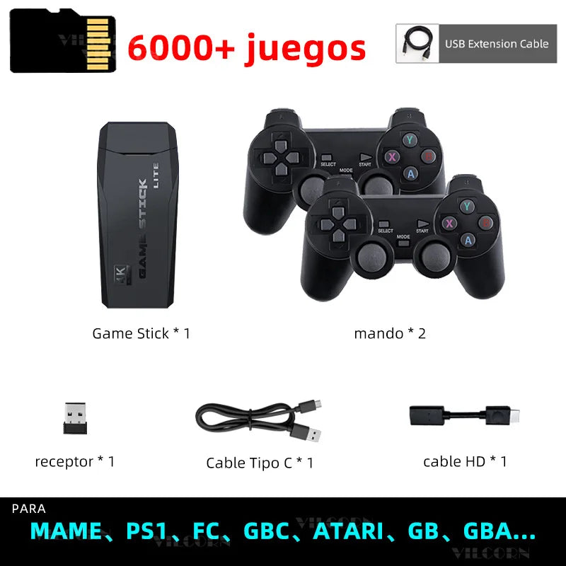 VILCORN M8 consola juegos retro para tv 4k 6000+ juegos español consolas de videojuegos videoconsola emulador videojuegos