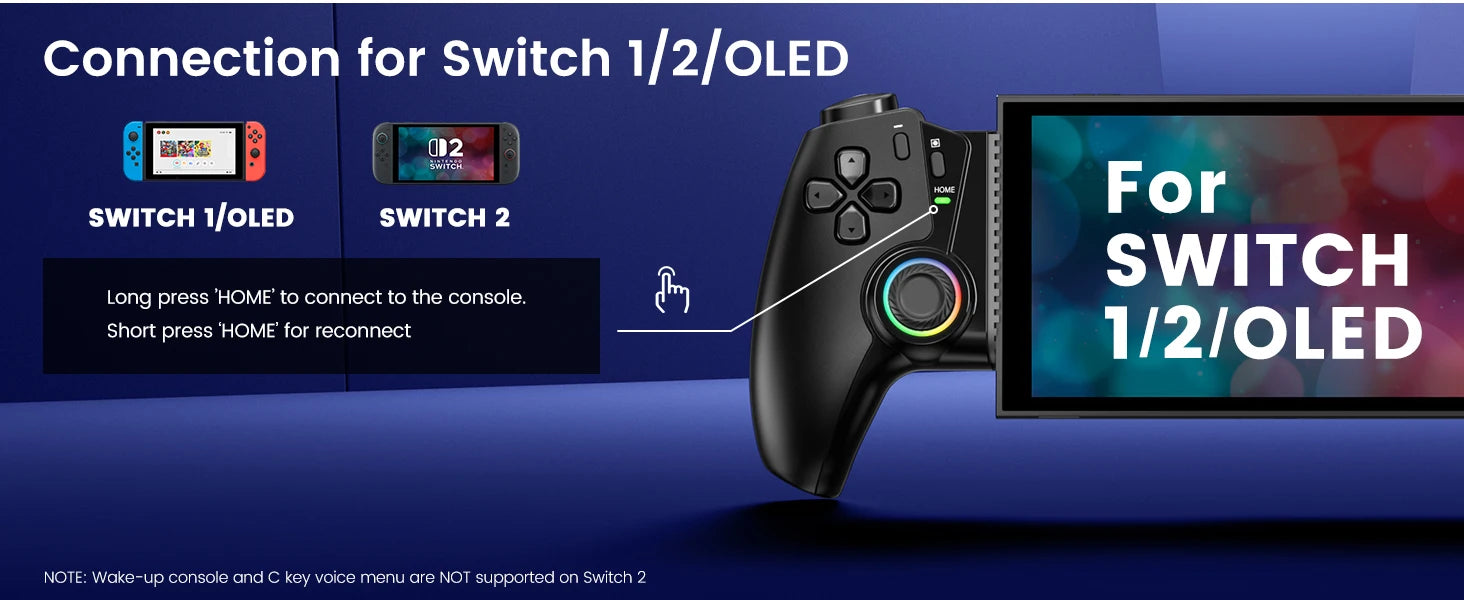 BEBONCOOL Bluetooth Gamepad controlador de juegos de efecto Hall para Nintendo Switch 2/Switch/Switch OLED/teléfono Android/iPhone