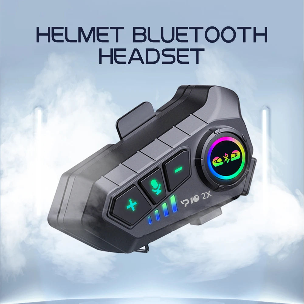 Kebidumei YP10 2X inalámbrico Bluetooth 5,3 motocicleta casco intercomunicador auriculares impermeable 300 m Intercomunicador altavoz auricular