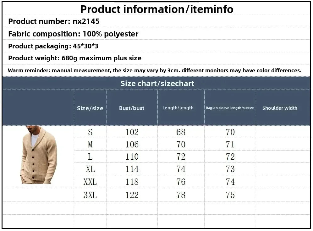 2025 Jersey nuevo de punto para hombre, cárdigan de manga larga con cuello abotonado y bolsillo, suéter informal de invierno para hombre