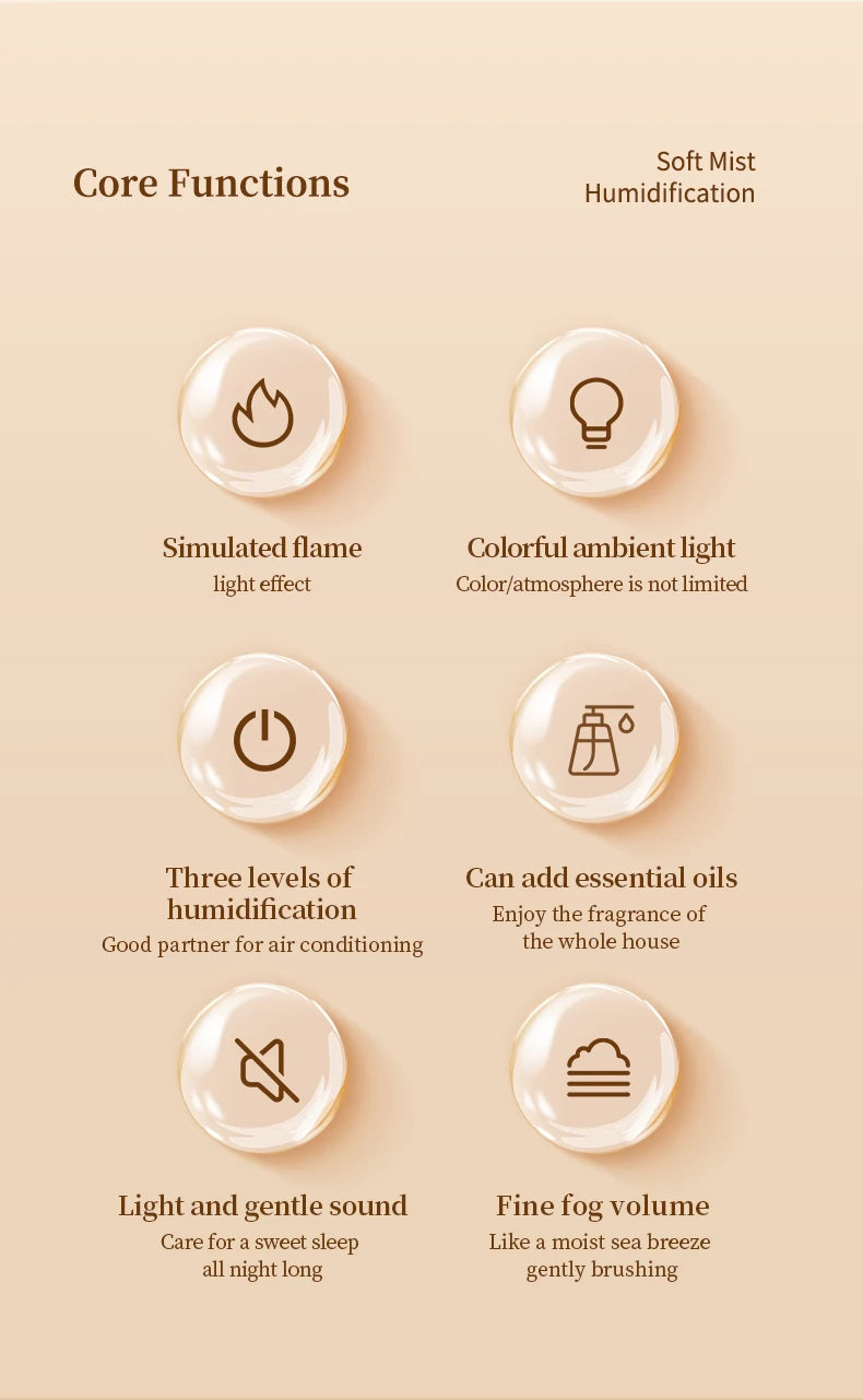 Humidificador de aromaterapia con efecto llama
