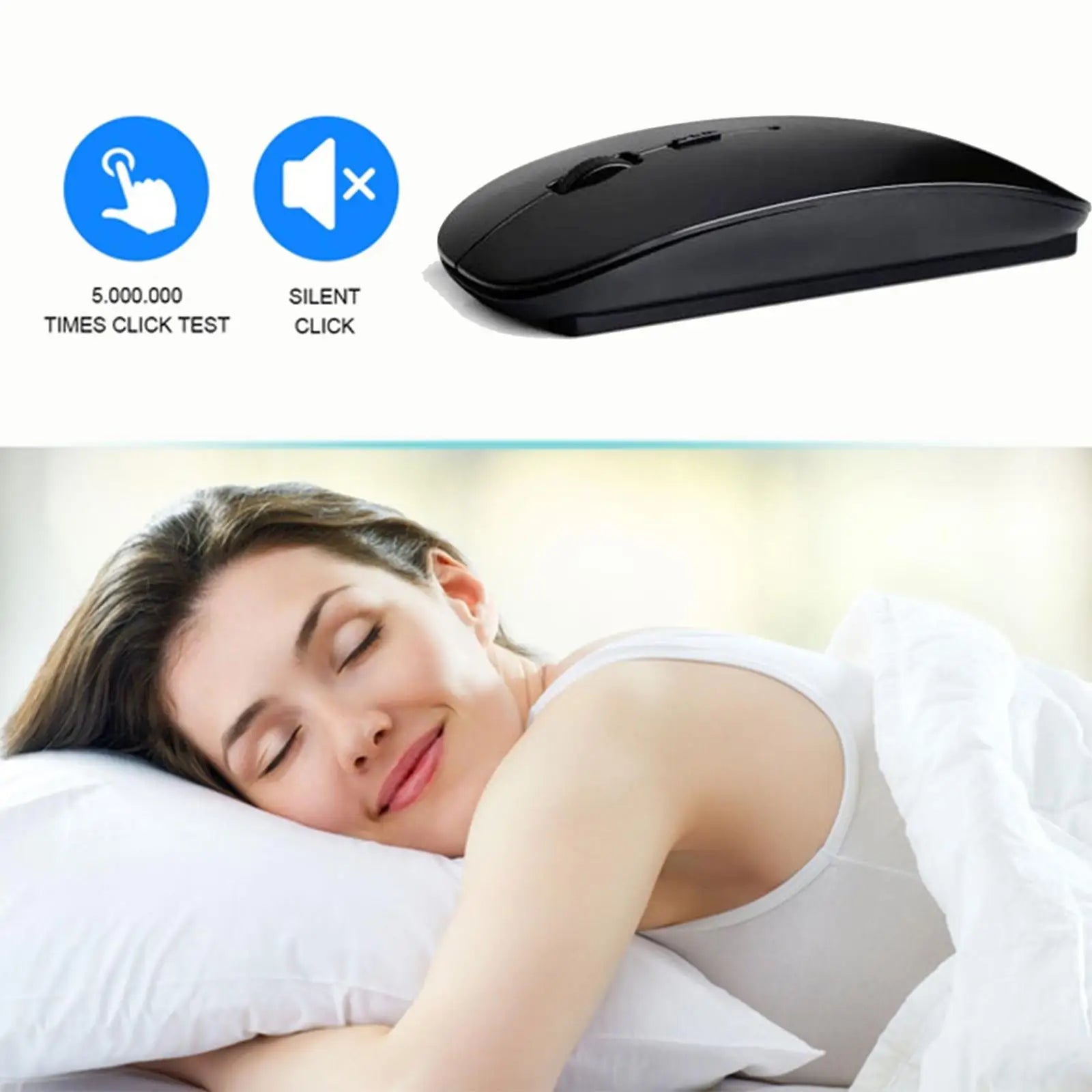 Ratón inalámbrico delgado, ratón óptico de 2,4 GHz, 1600DPI, ratón silencioso para Gamer, ratón de diseño ergonómico con receptor USB para PC y portátil