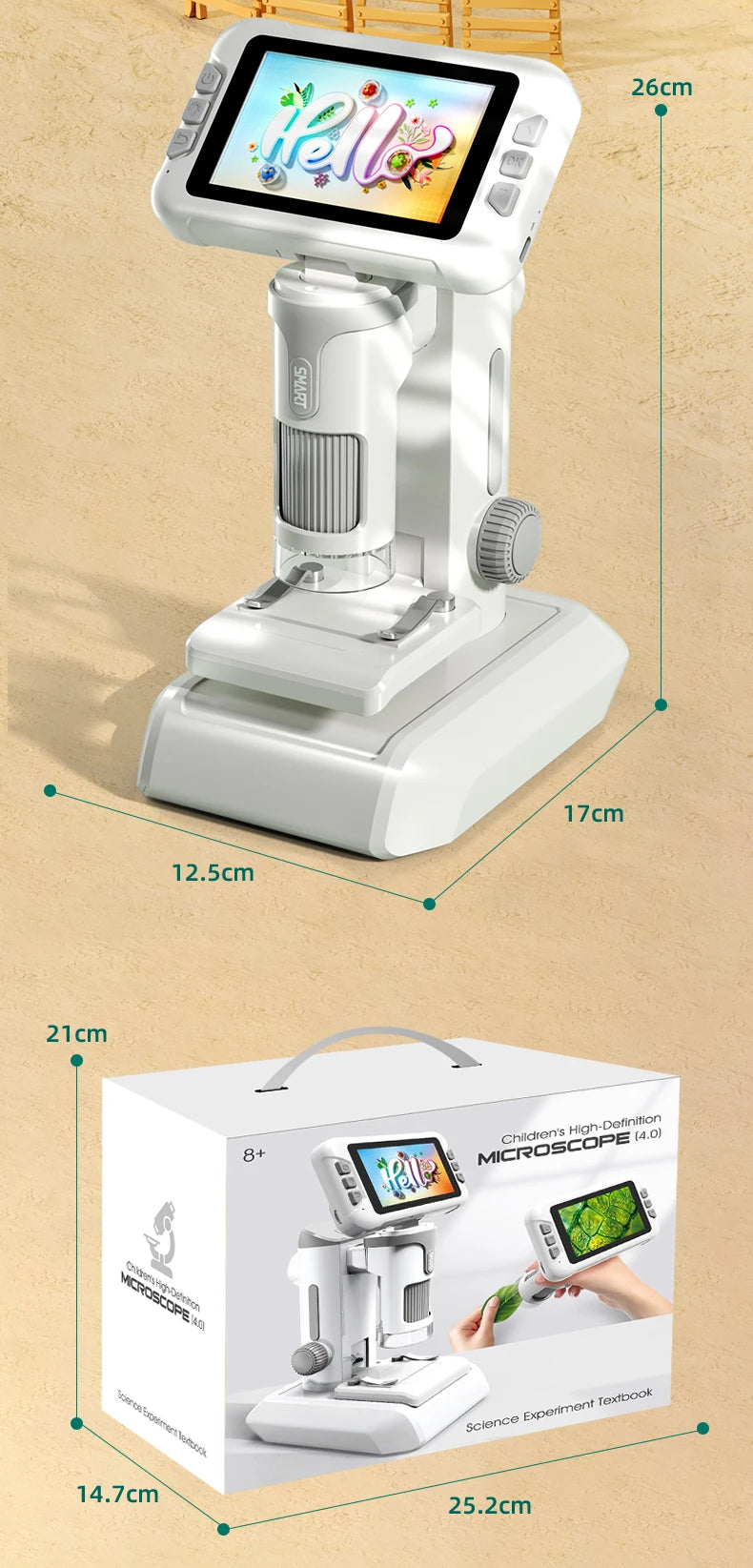 Microscopio Digital 3 en 1 1600X para Niños, Educativo